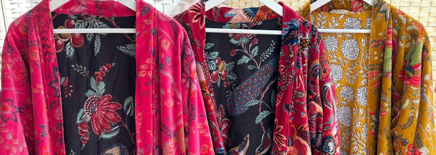 Silk designer dressing gowns with beautiful print
