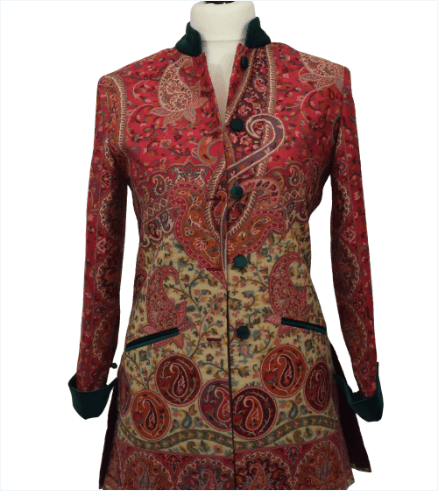 Paisley merino wool Jacket in red and cream