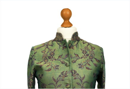 Silk and cashmere green Jacket with purple details
