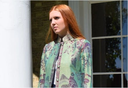 Green birds of paradise Silk and cashmere Jacket