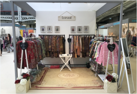 Leopardi fair stall showing all collections of clothes