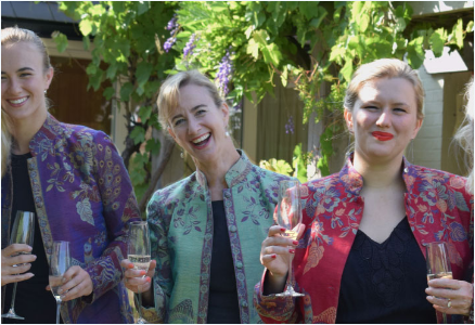group of ladies wearing leopardi Silk and cashmere Jackets in various colourways