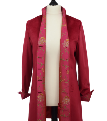 Silk Red Mid length Jacket