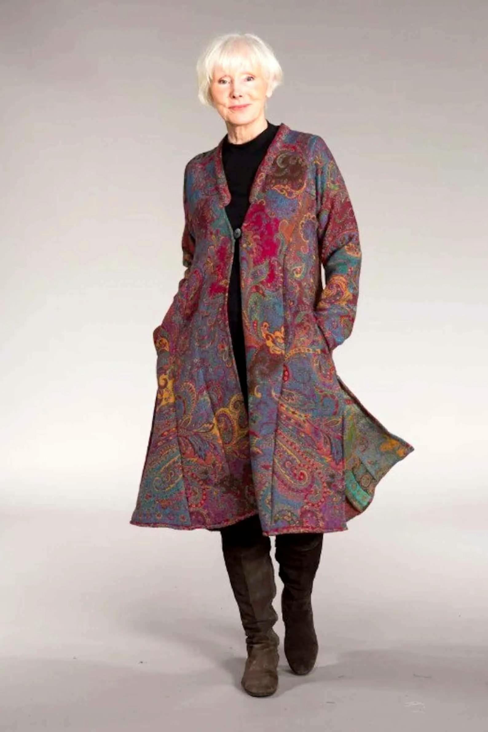 Pure jacquard wool coat